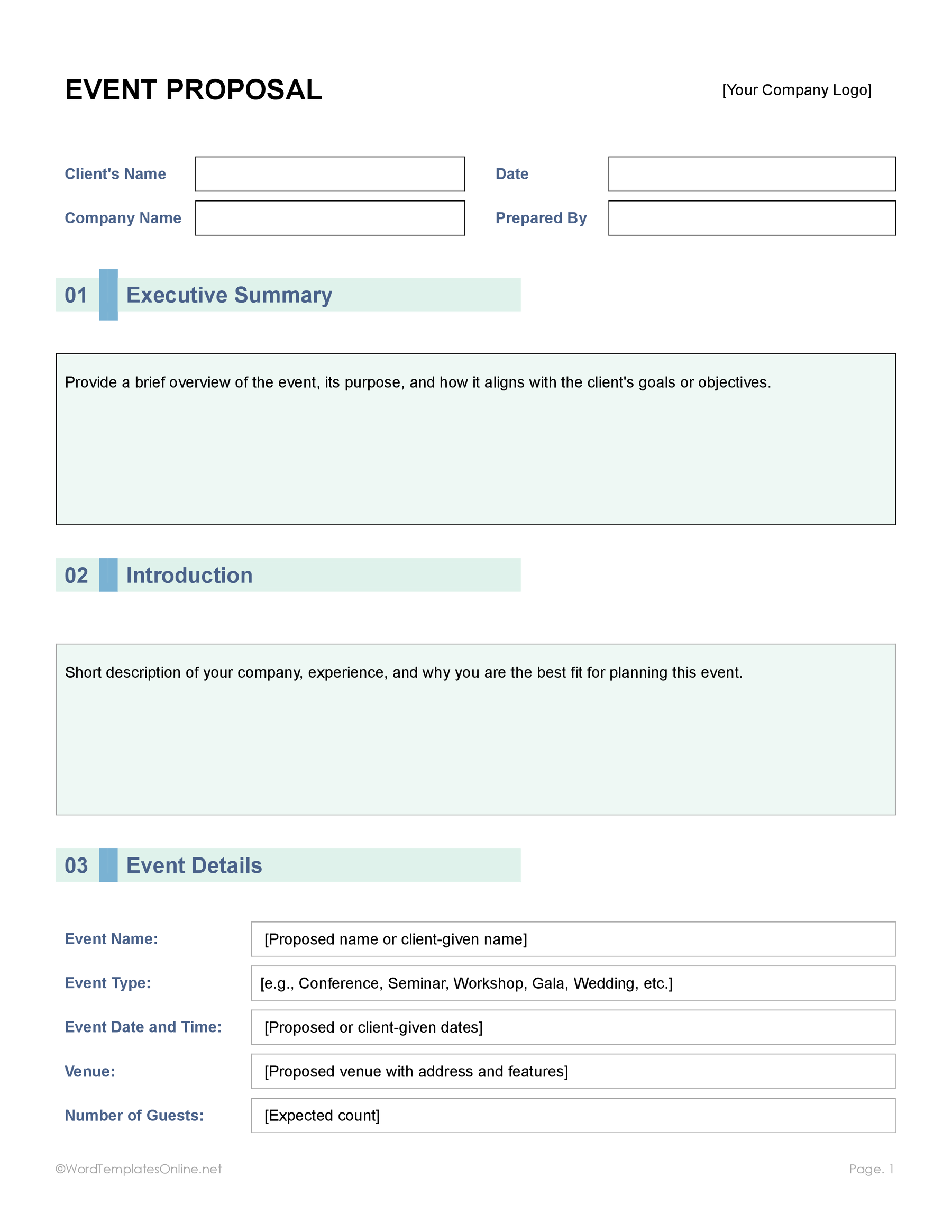 Free Event Proposal Template for Word and Google Docs