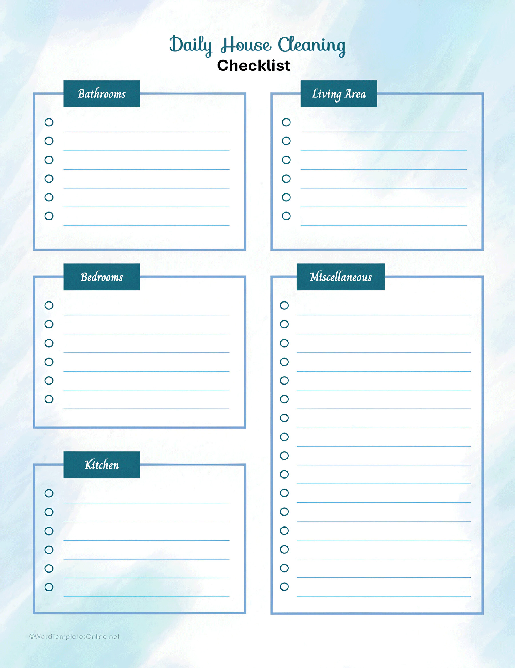 Free House Cleaning Checklist Template for Word and Google Docs