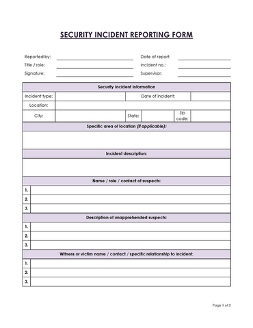 Free Incident Report Templates & Forms (Word)