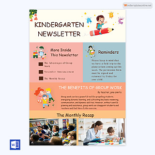 Free Kindergarten Newsletter Template for Word