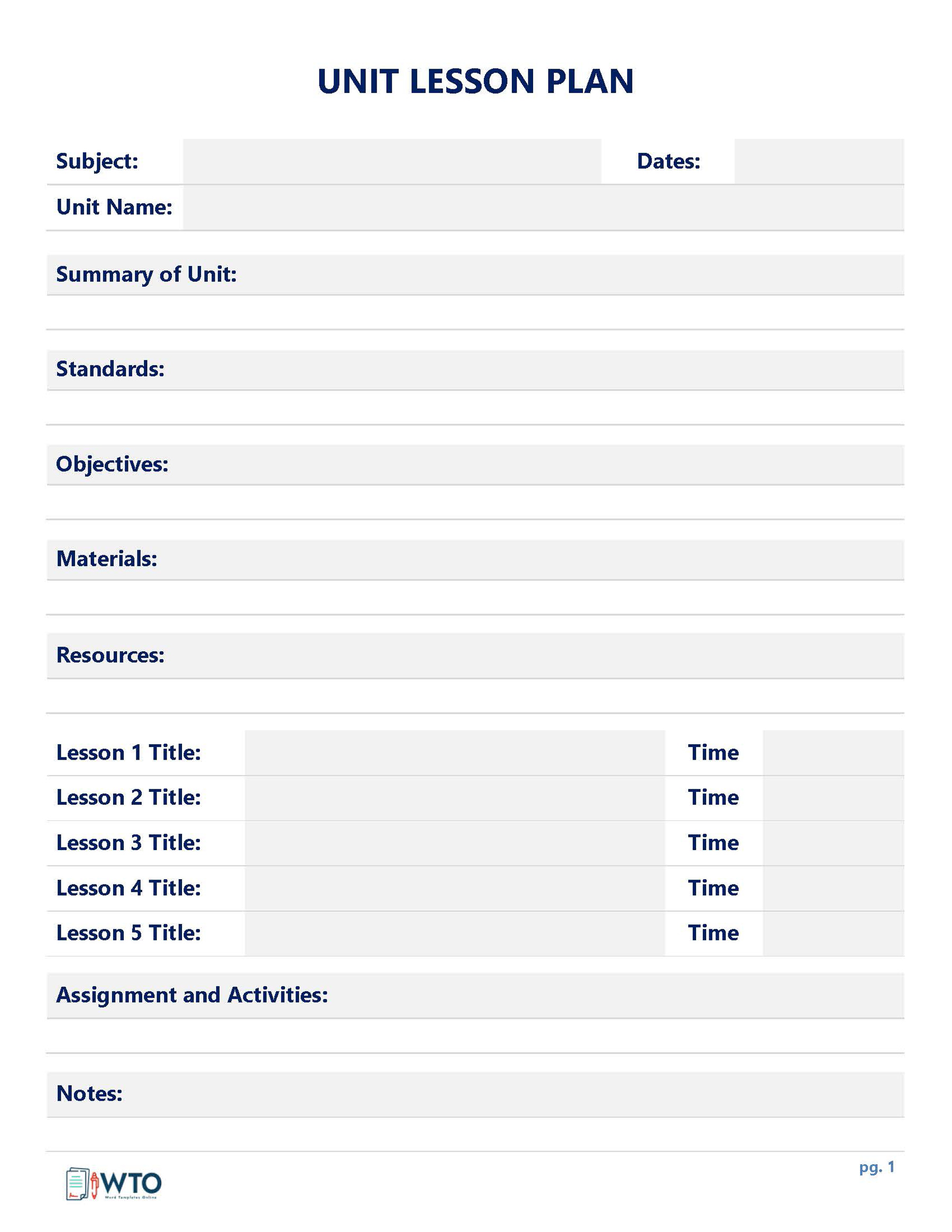Free Lesson Plan Templates for Teachers in Word and PDF