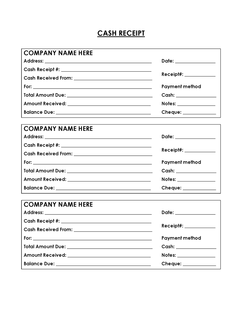 Free Cash Payment Receipt Template for Word and PDF