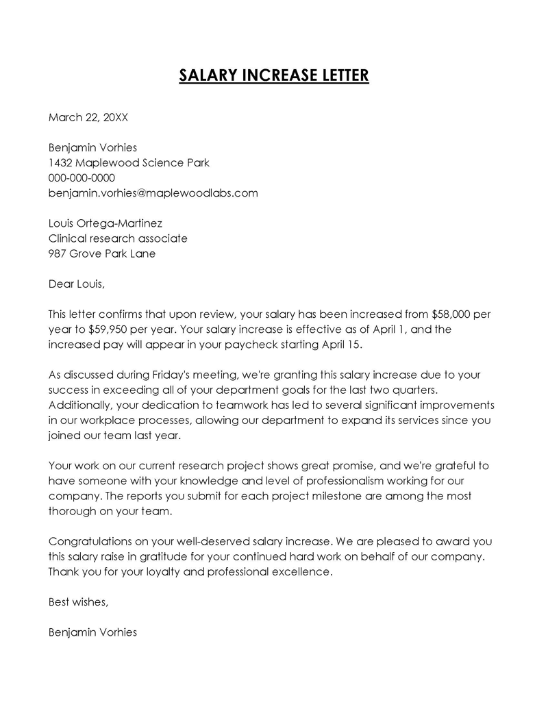 Free Salary Increase Letter From Employer Template for Word and PDF