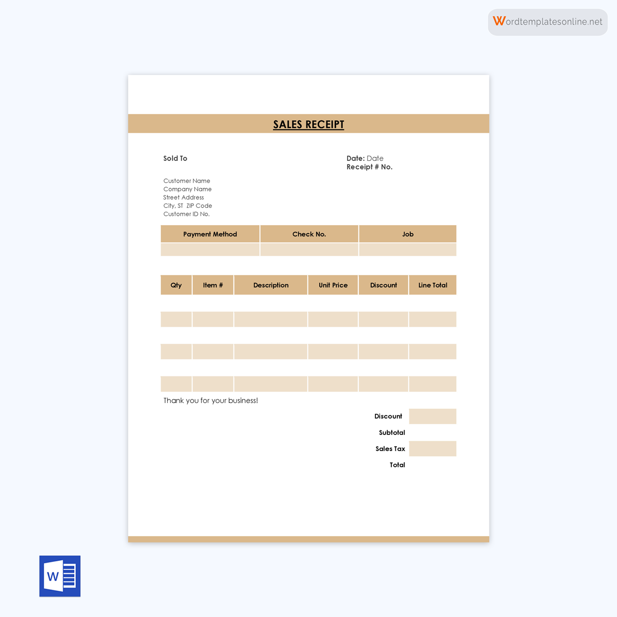 Free Sales Receipt Template for Word and PDF