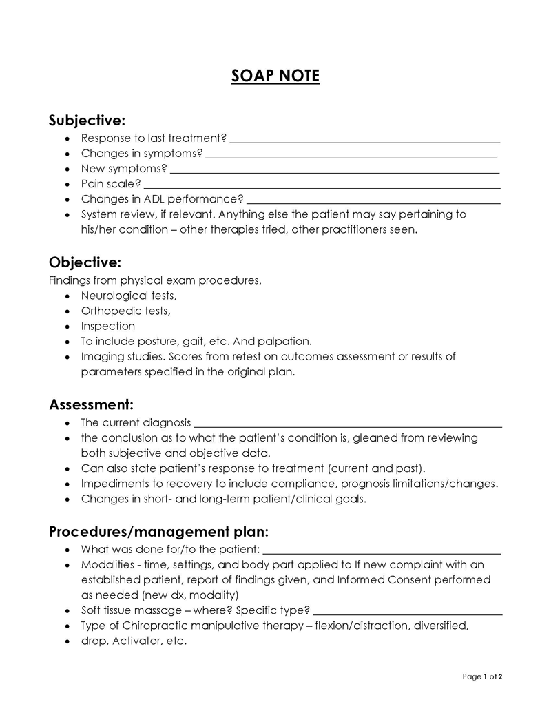 Free Soap Note Template for Word and PDF