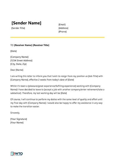 One (1) Week Notice Resignation Letter Samples (with Guide)