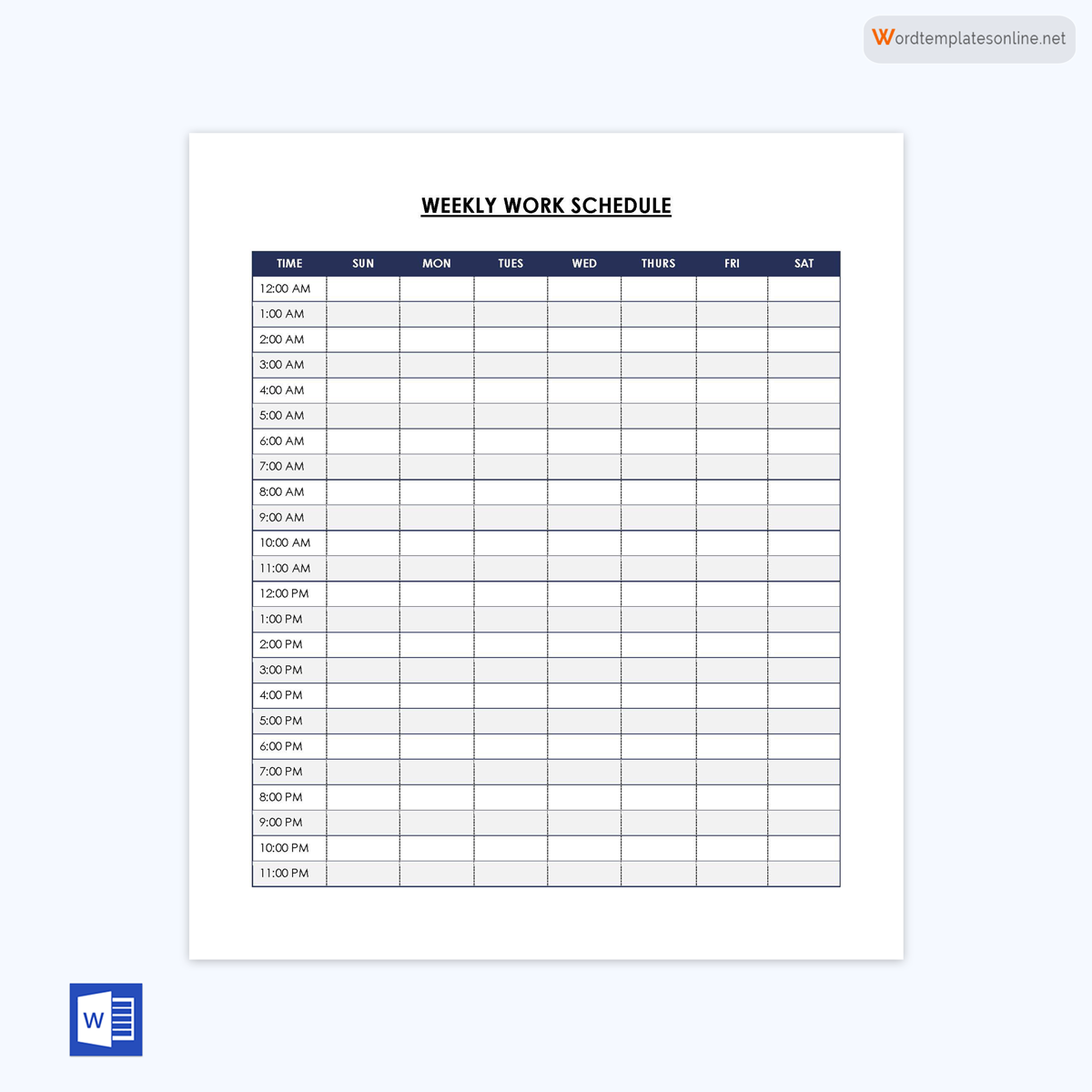 Free Work Schedule Template for Word and Excel