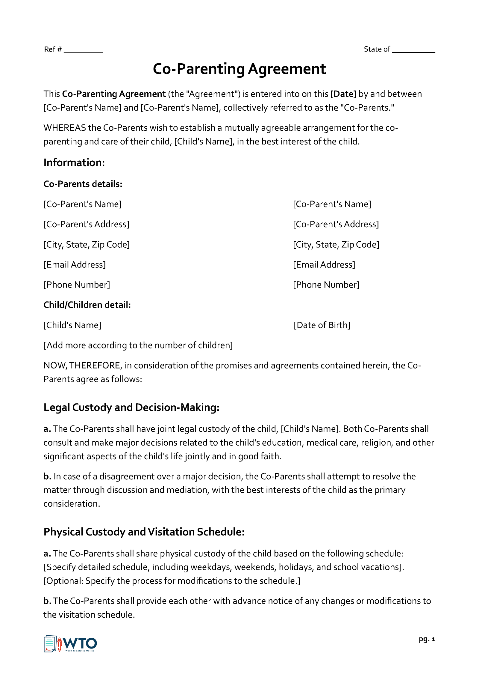 Free Co-Parenting Agreement Template for Word and PDF