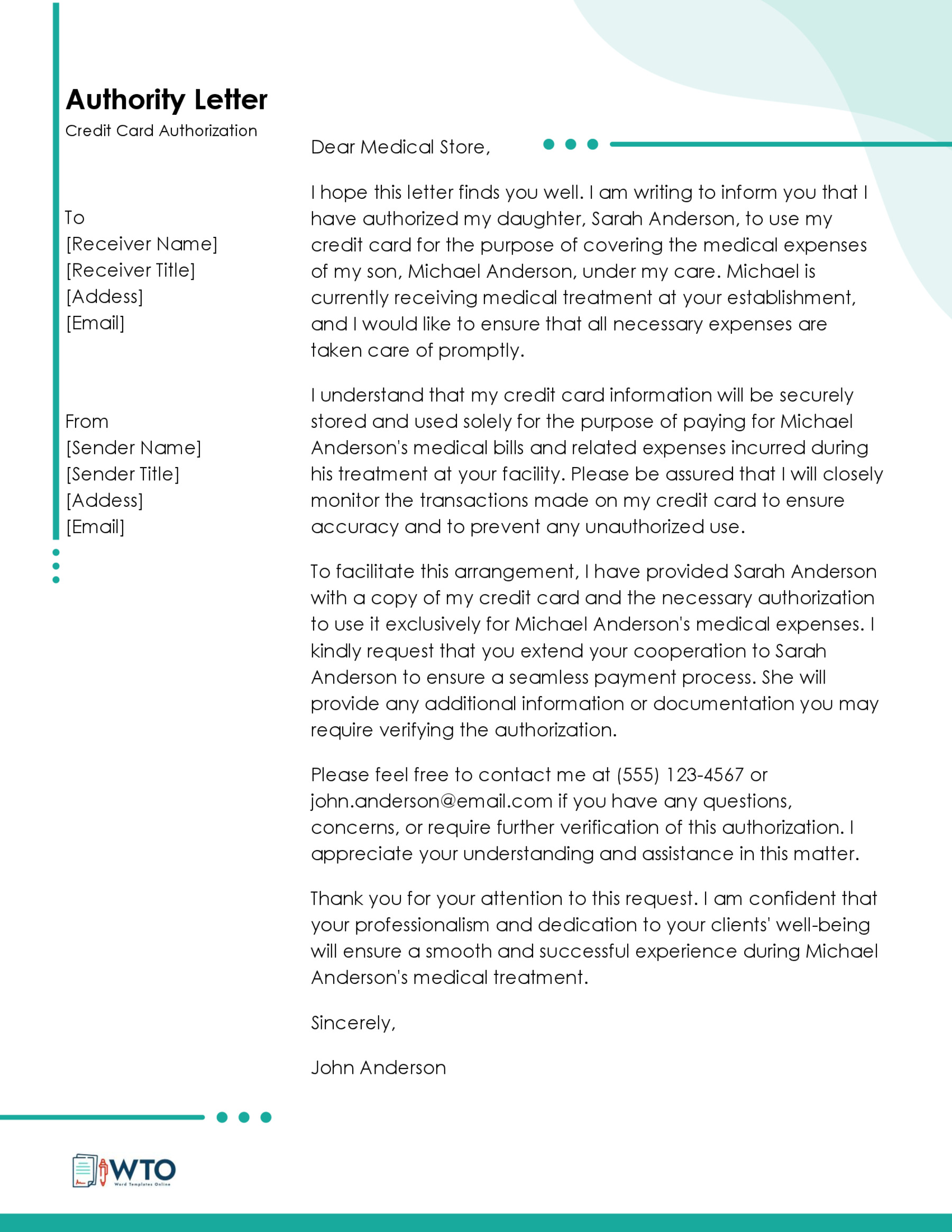 Free Credit Card Authorization Letter Template for Word and PDF