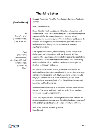 Free Thanking Letter to a Friend Template for Word and PDF