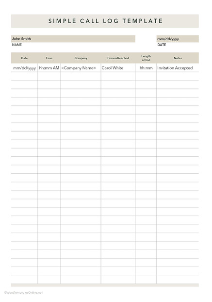 Free Call Log Templates for Excel, Google Sheets