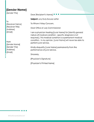 10 Best Jury Duty Excuse Letter Templates - Word Templates Online