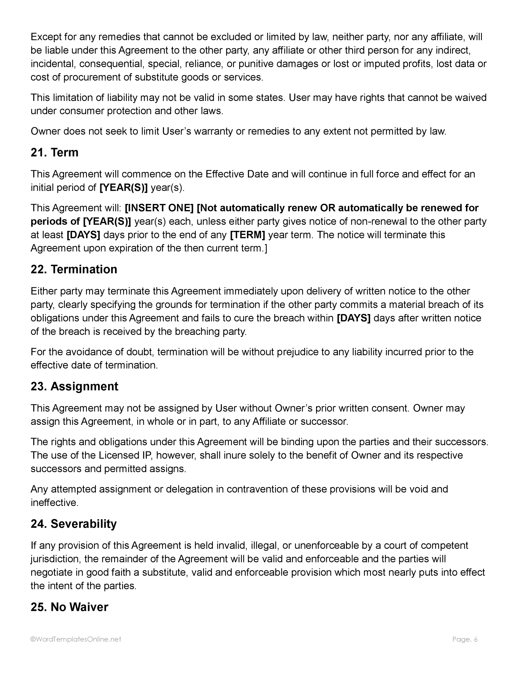 Customizable License Agreement Template Doc