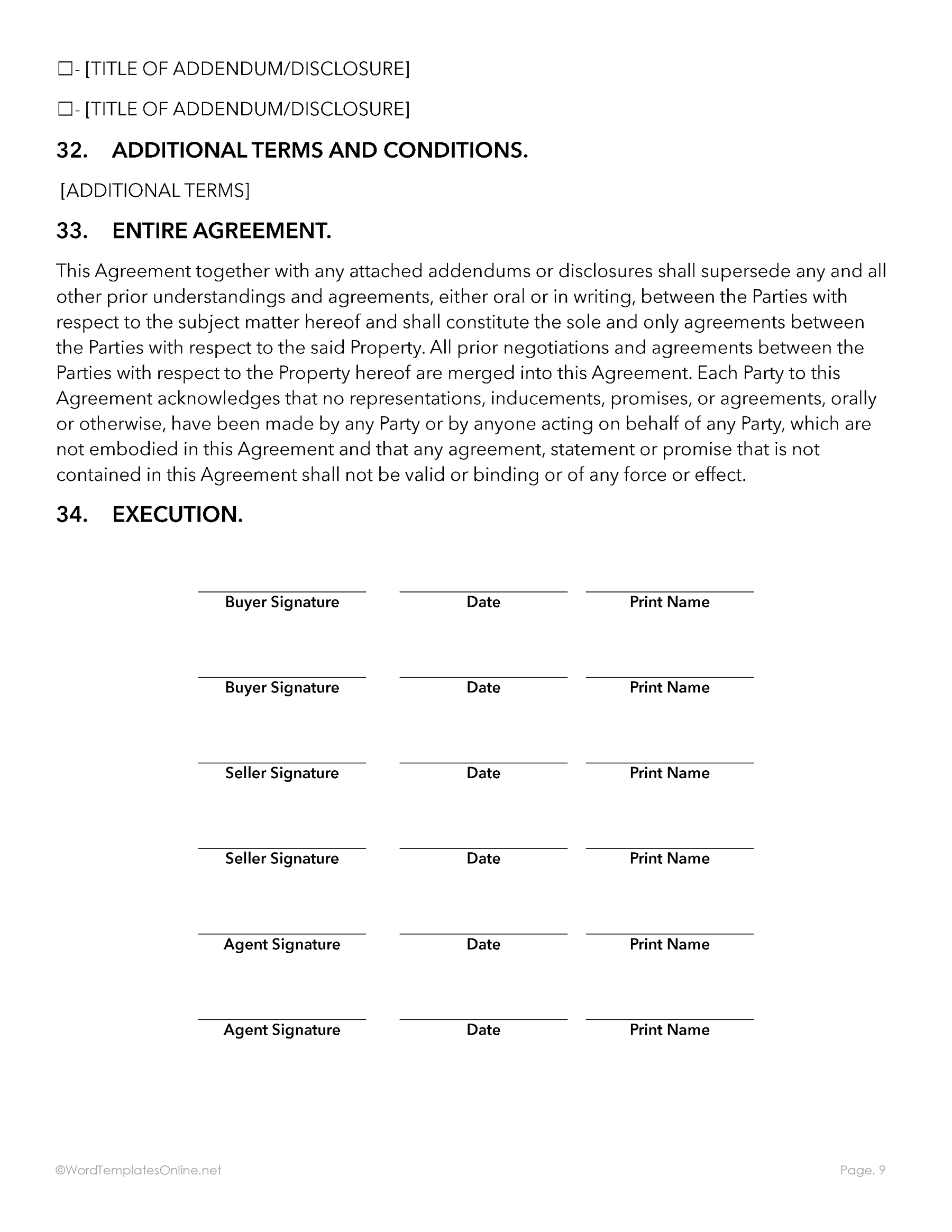 Free Ms Word Format Real Estate Purchase Agreement