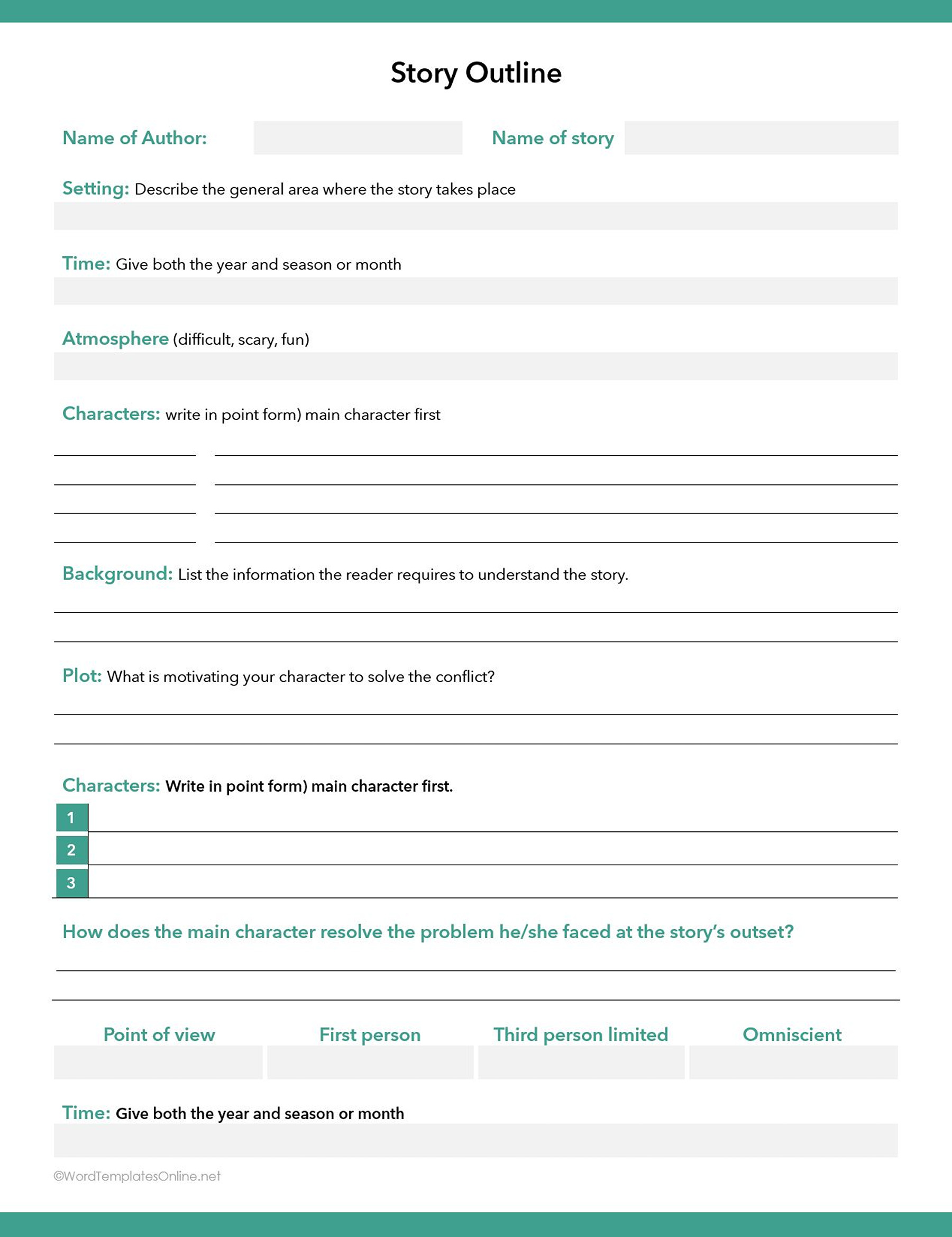 Free Story Outline Templates (Word - Google Docs)