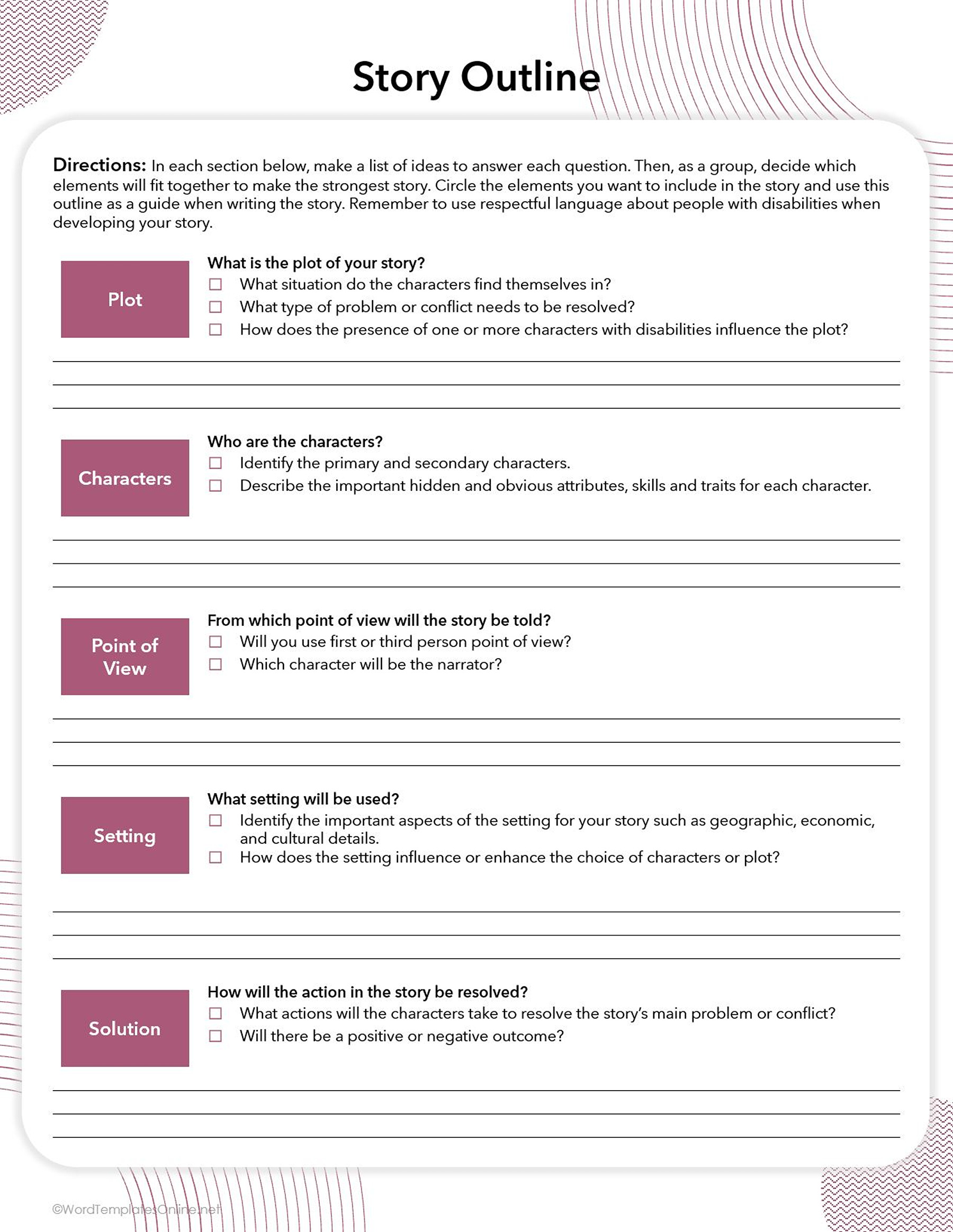 Free Story Outline Templates (Word - Google Docs)