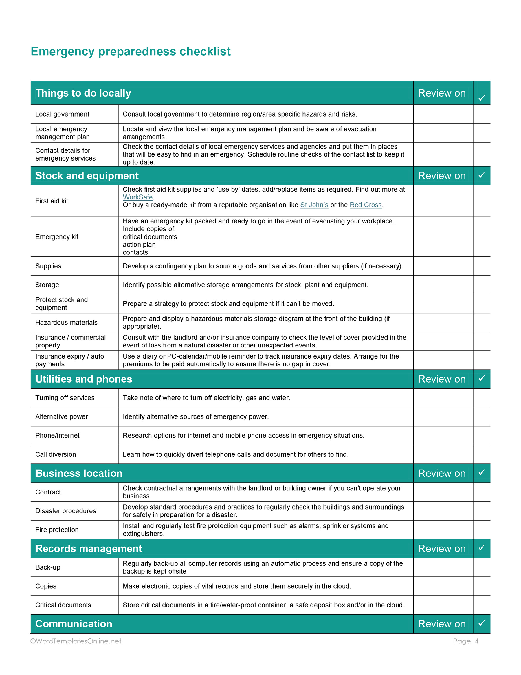 Free downloadable business continuity plan