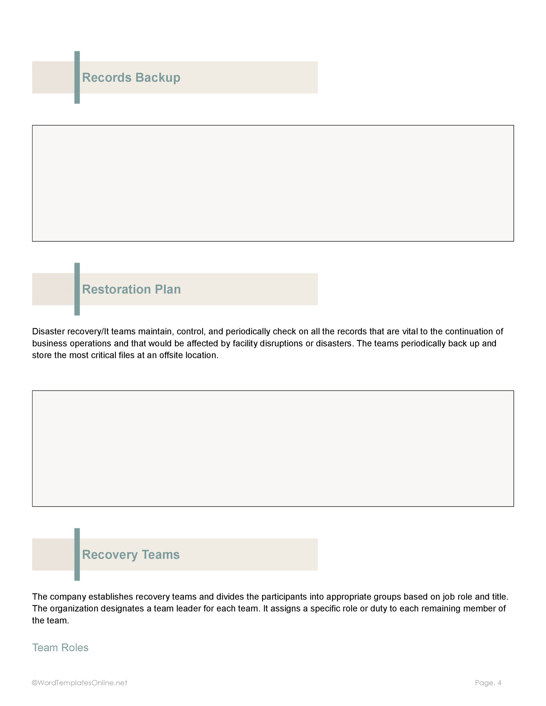 Printable business continuity plan ms word format