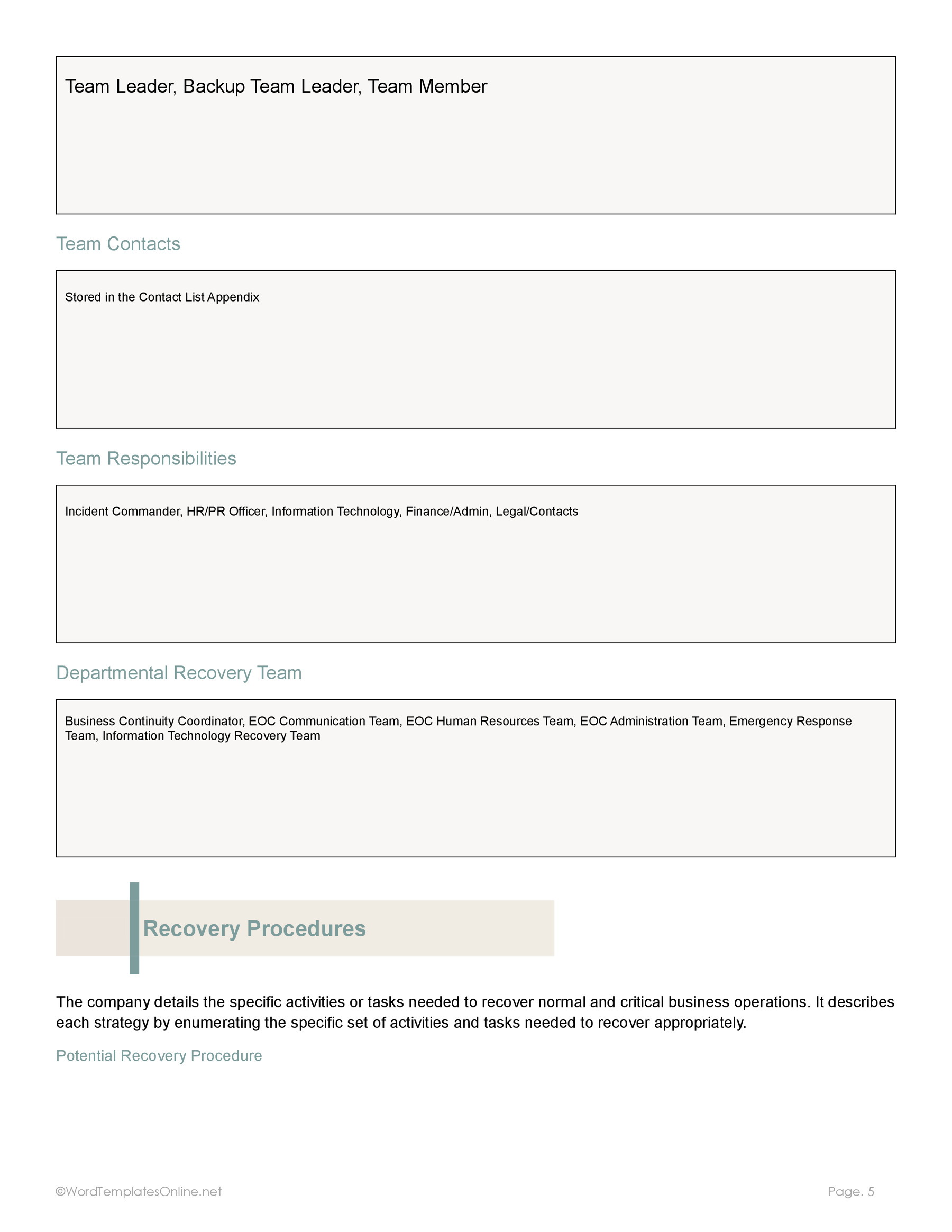 Modern business continuity planning layout