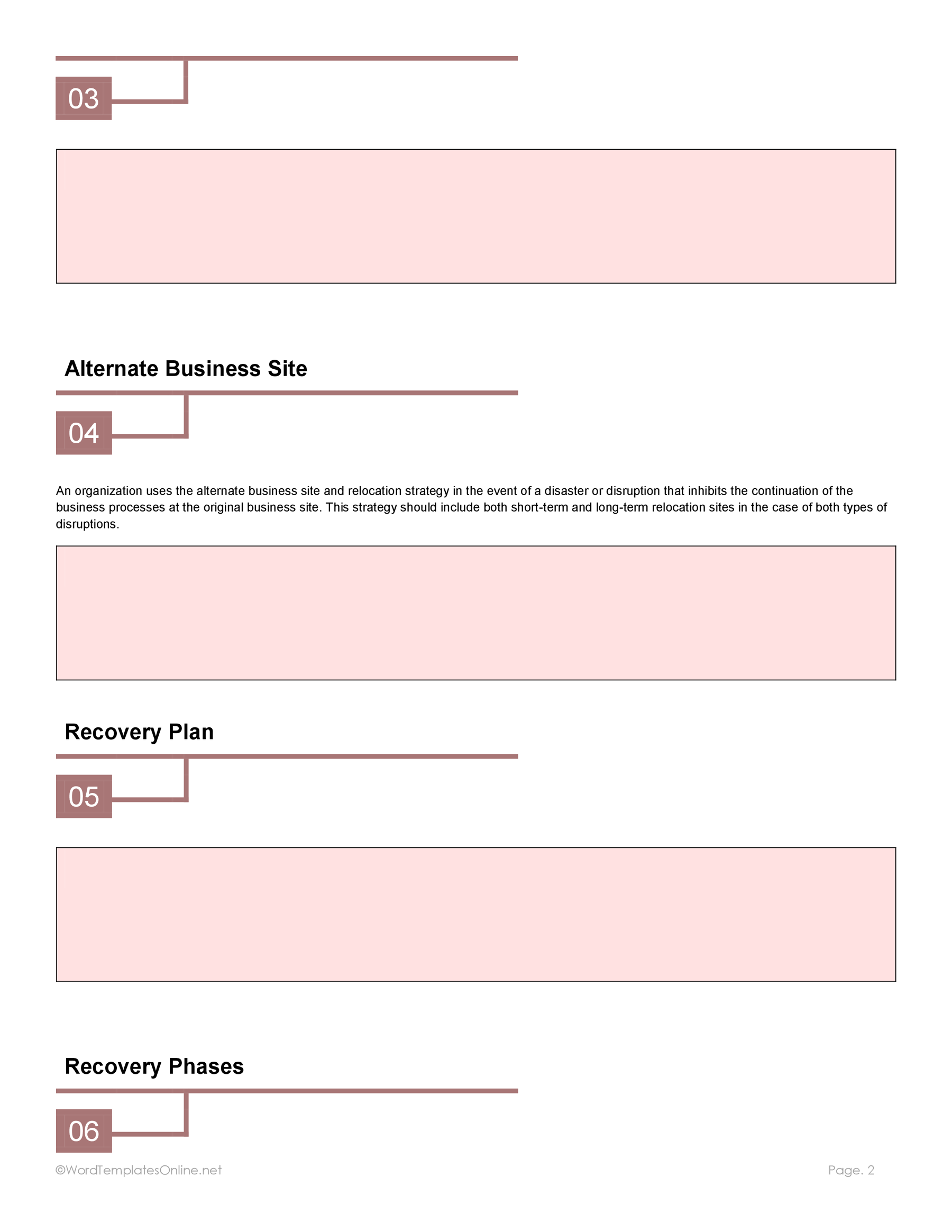 Downloadable Word format business continuity template