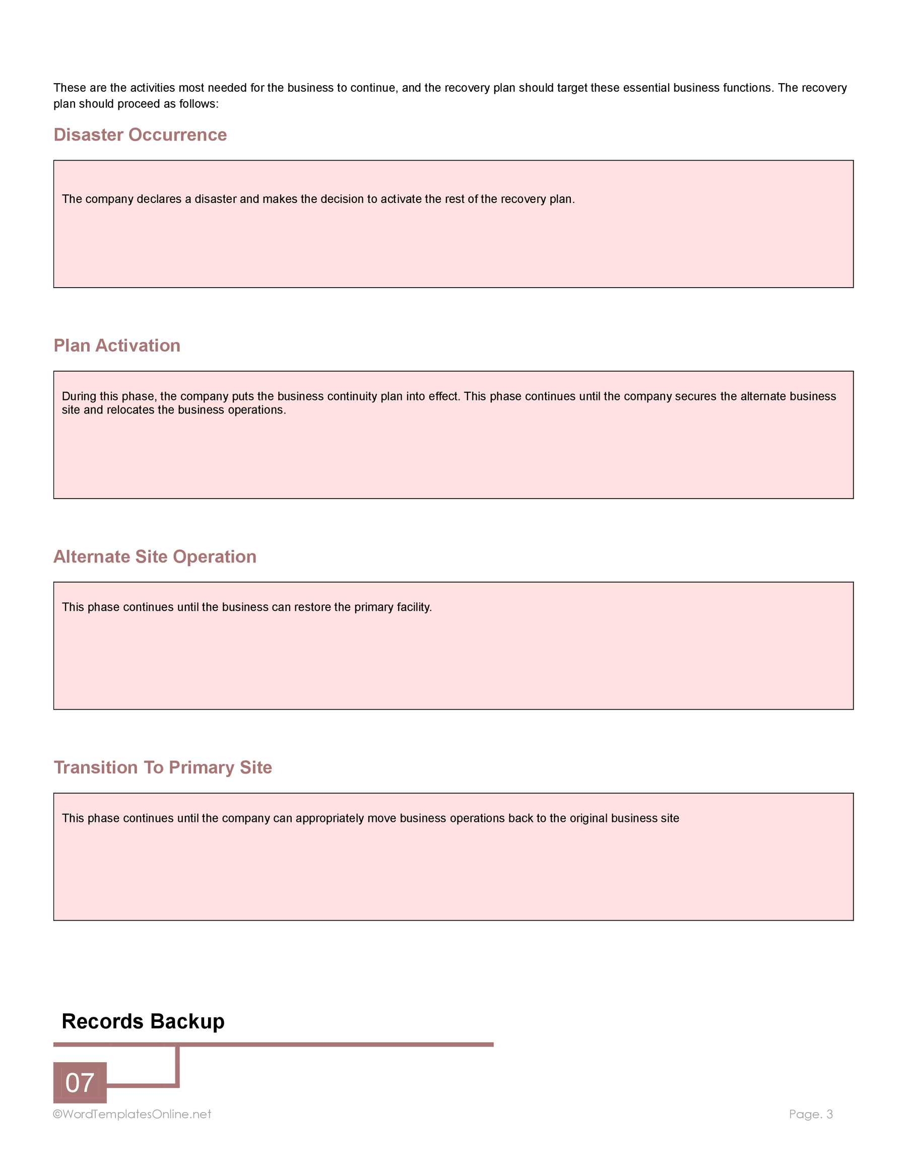 Editable business continuity plan template