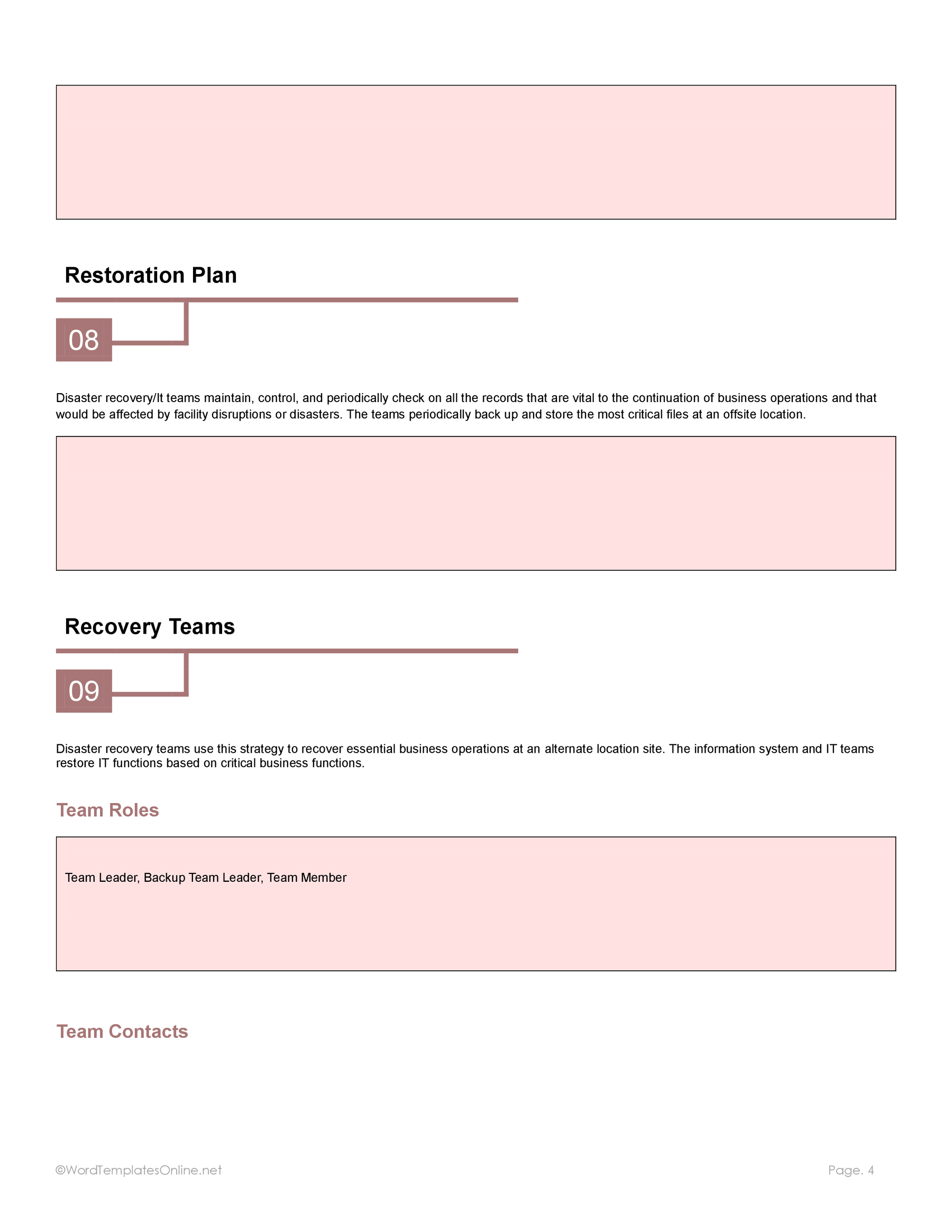 Business Continuity Plan Template free download in ms word