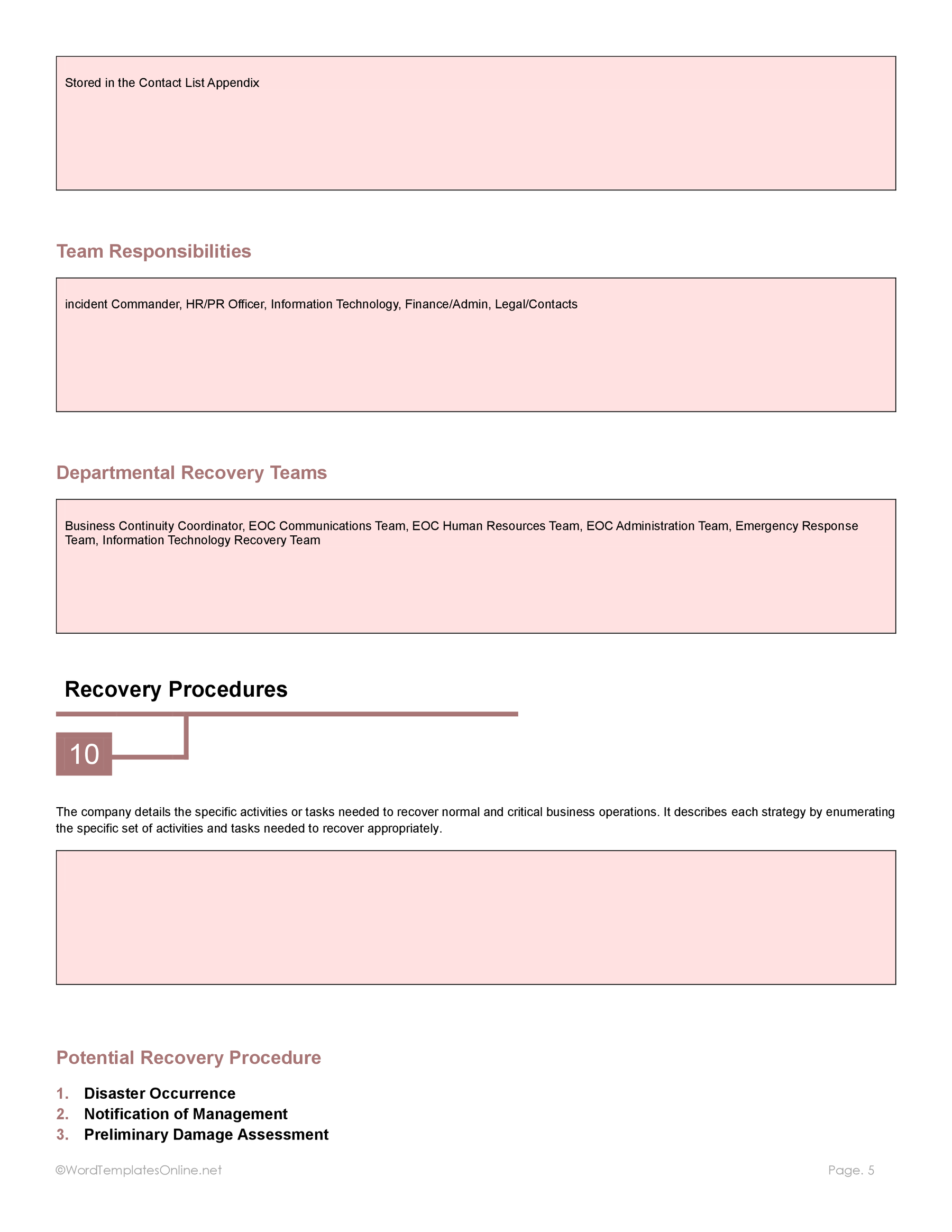 Customizable Business Continuity Plan Template