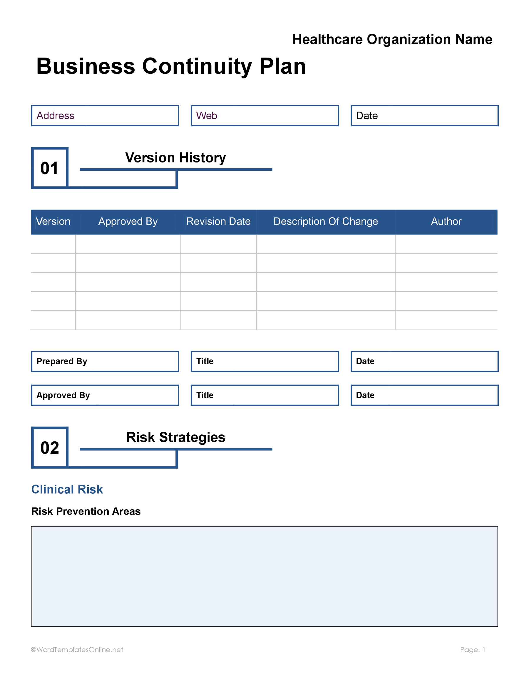 Printable BCP for company preparedness