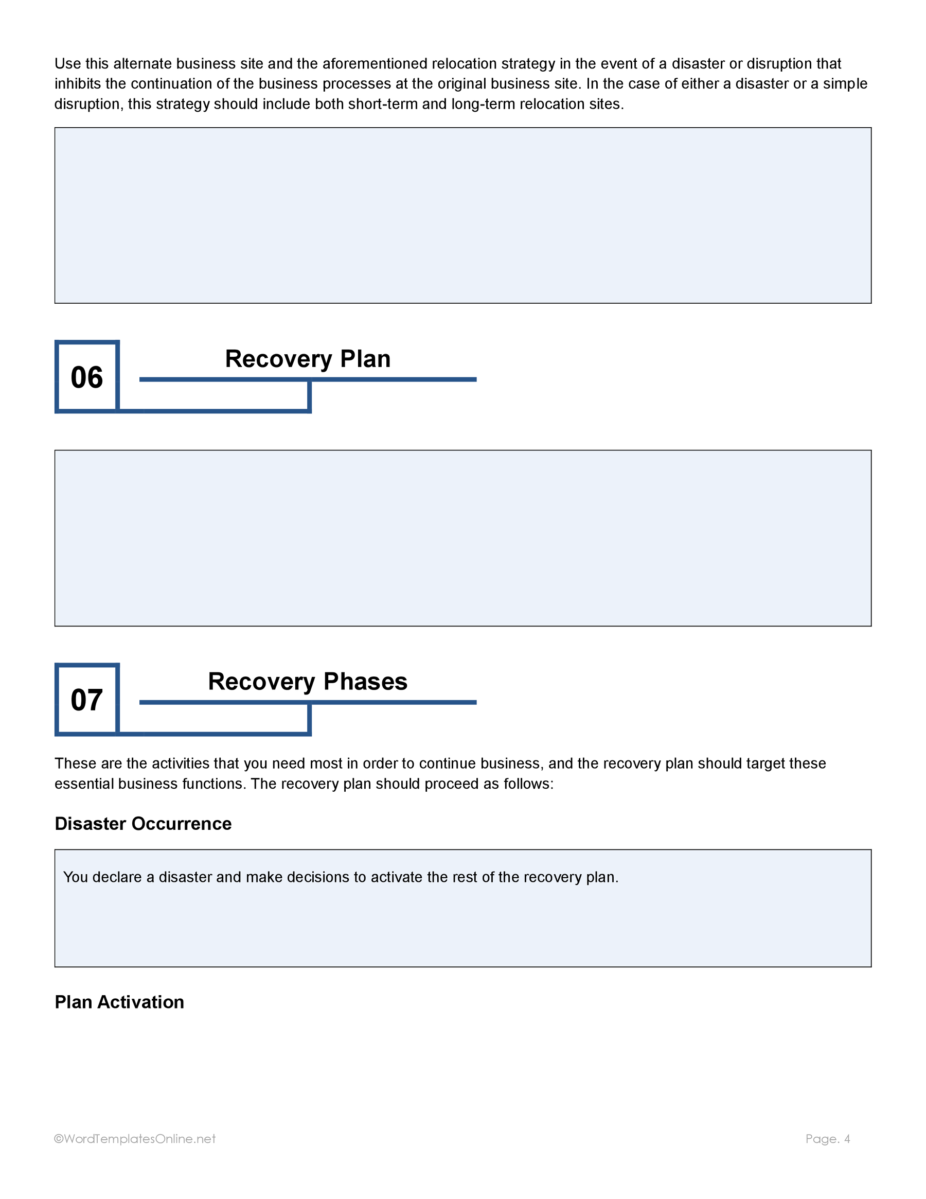 Free editable Business Continuity Plan Template