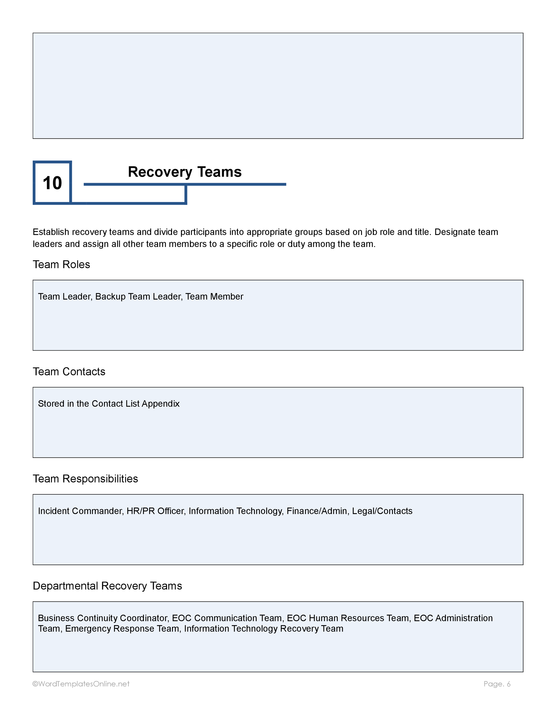Business Continuity Plan Template in doc