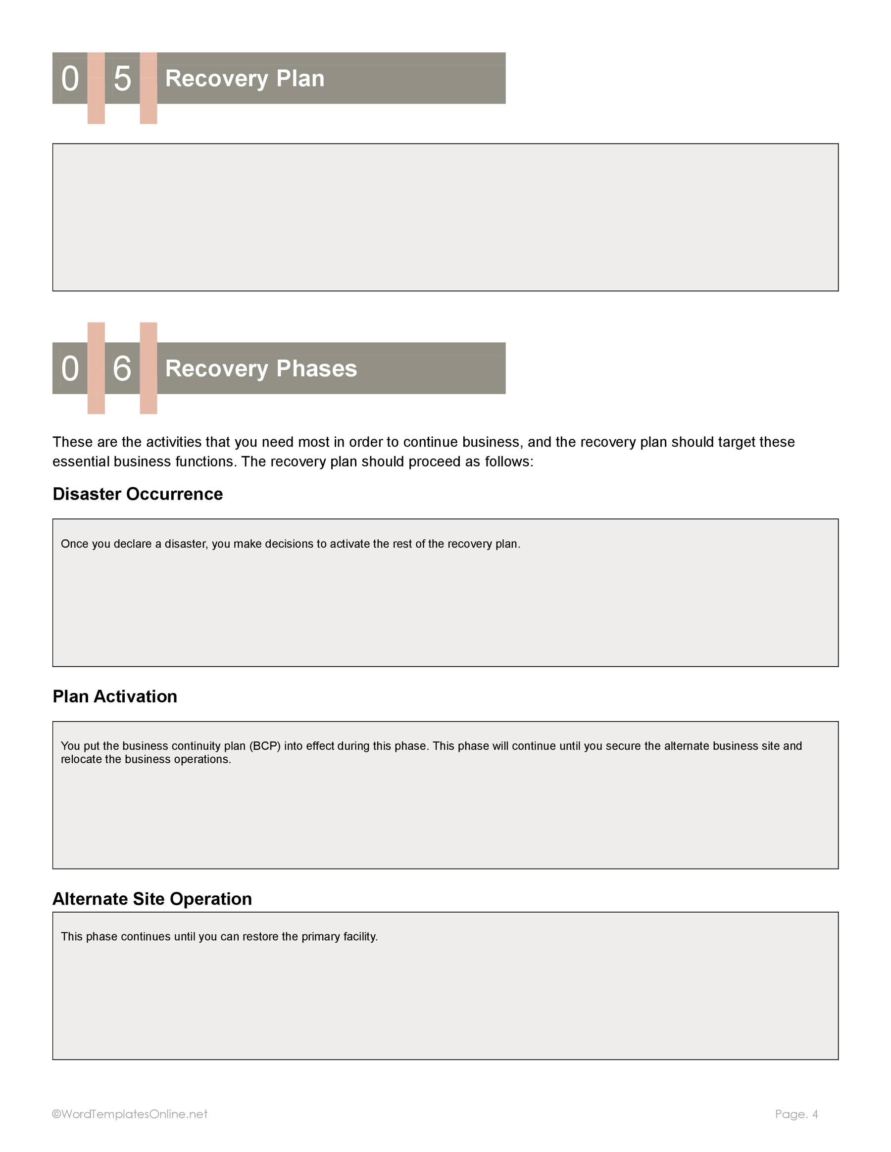 Business continuity flowchart in Word