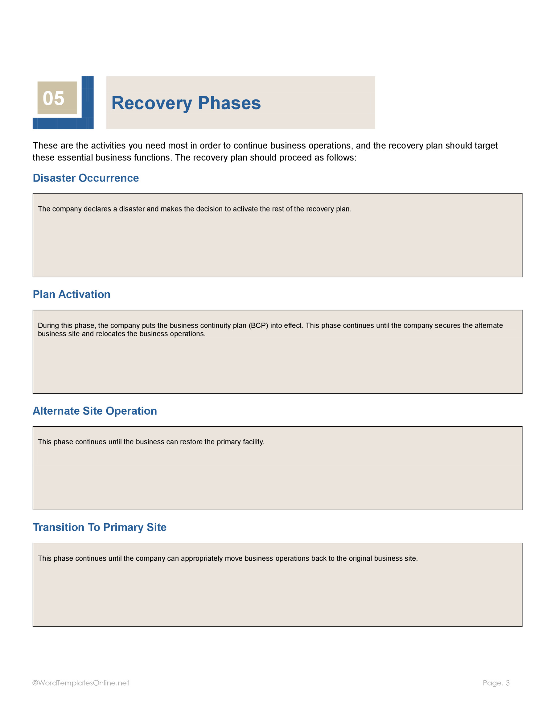 Free business continuity document in Word