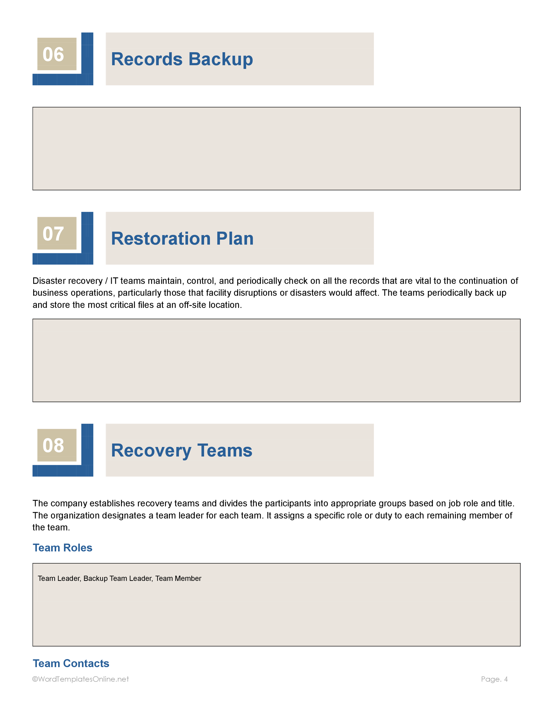 Business risk plan template Word version