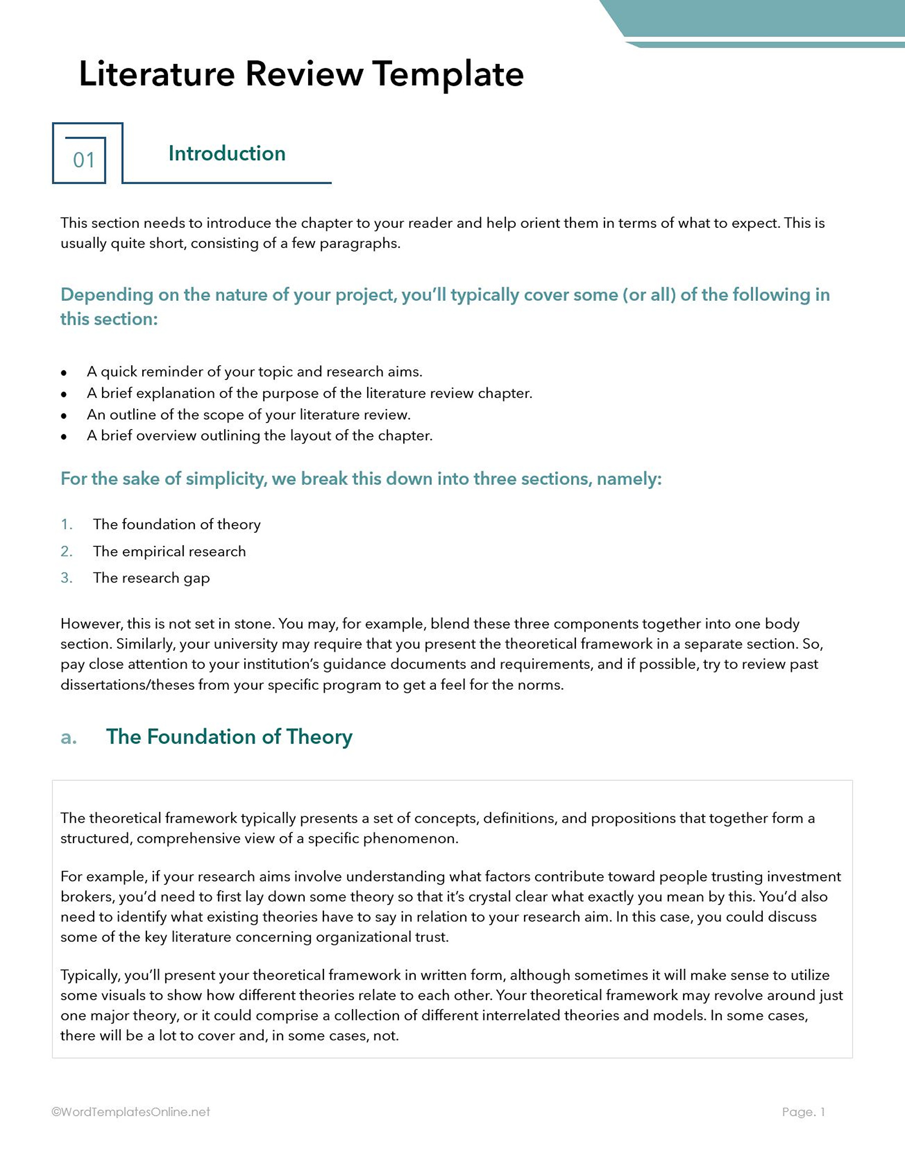 Literature Review Template free download