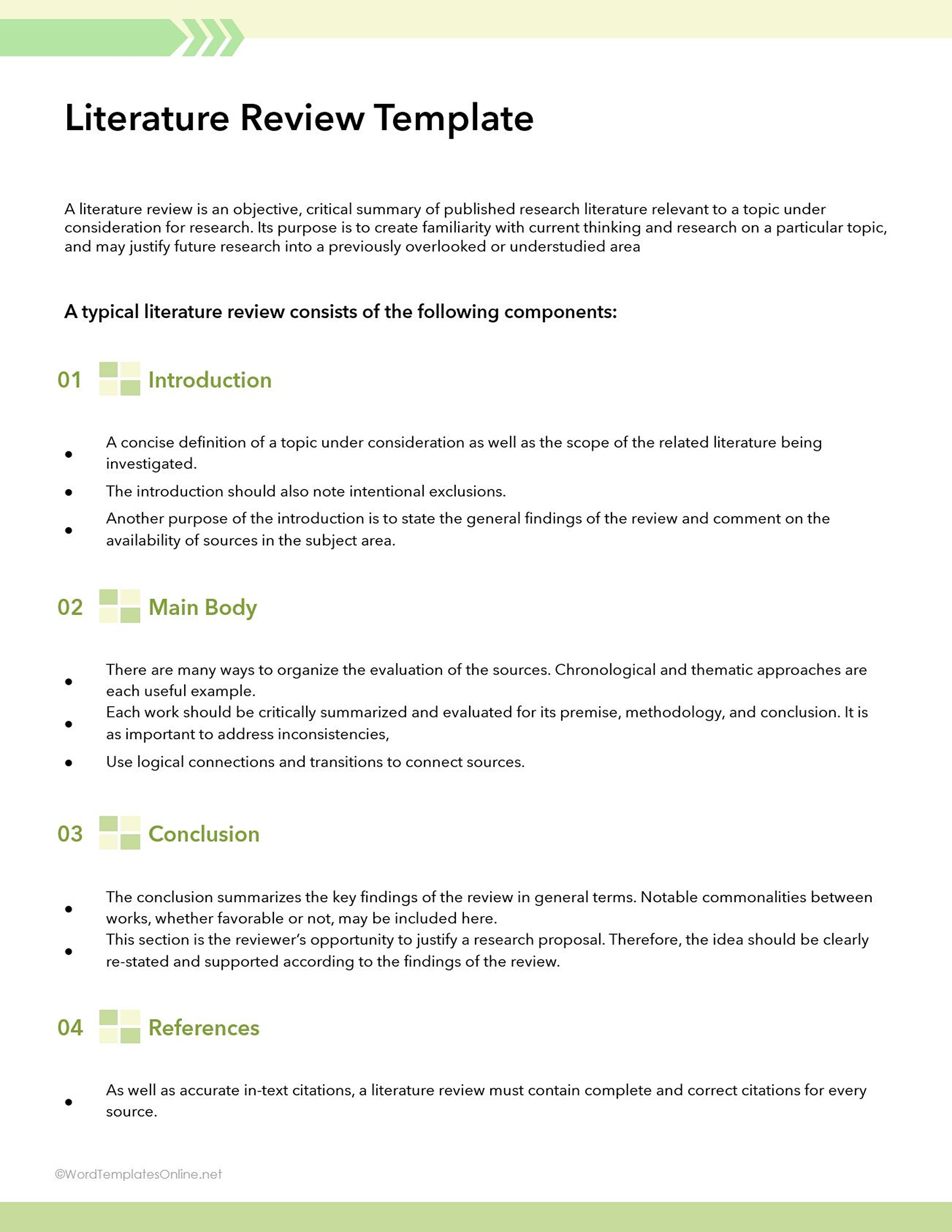 Literature Review Template free downlaod in ms word