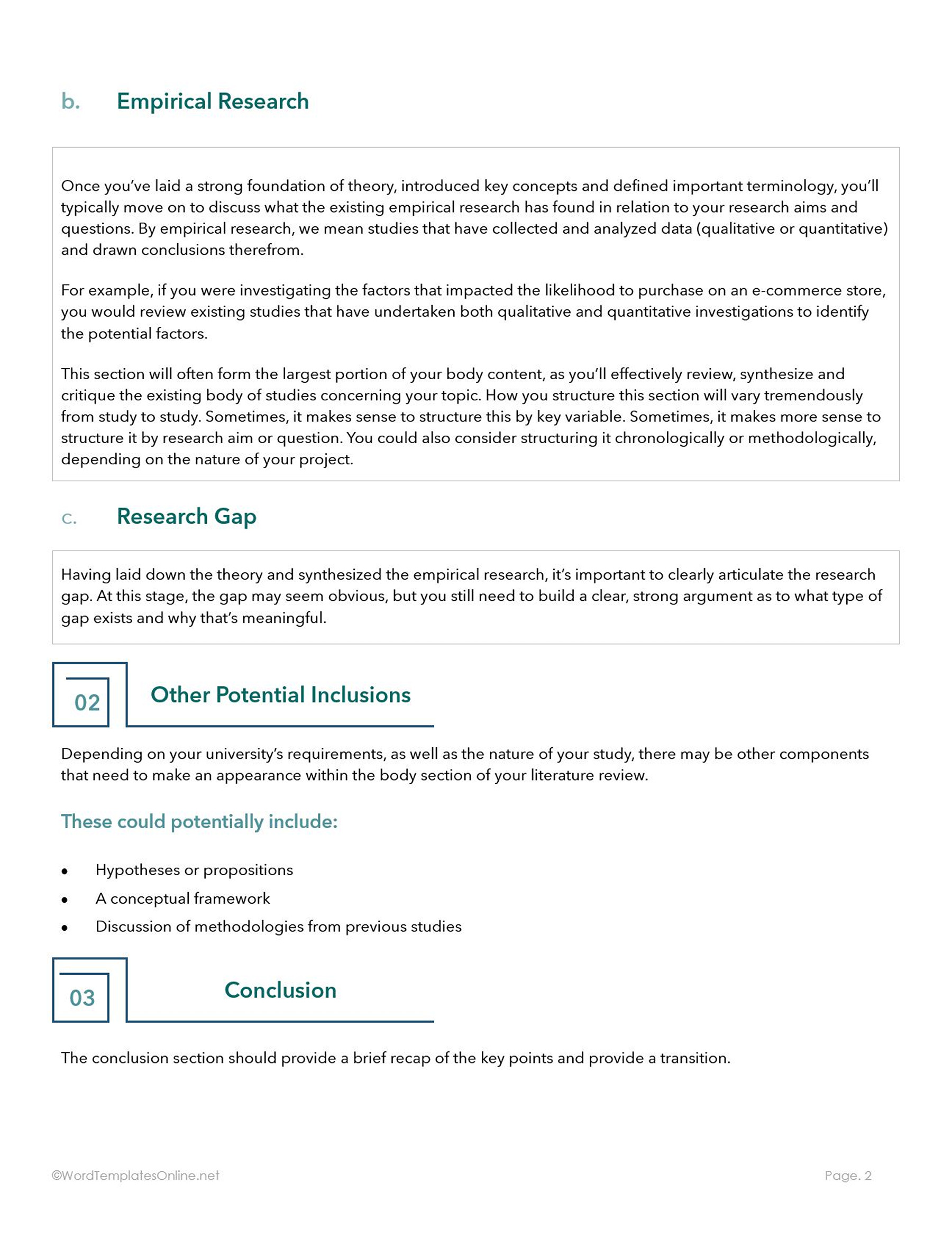 Downloadable Literature Review Template