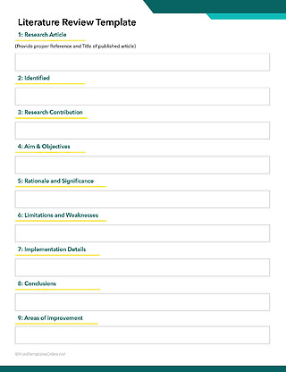 Literature Review Template Free in ms word
