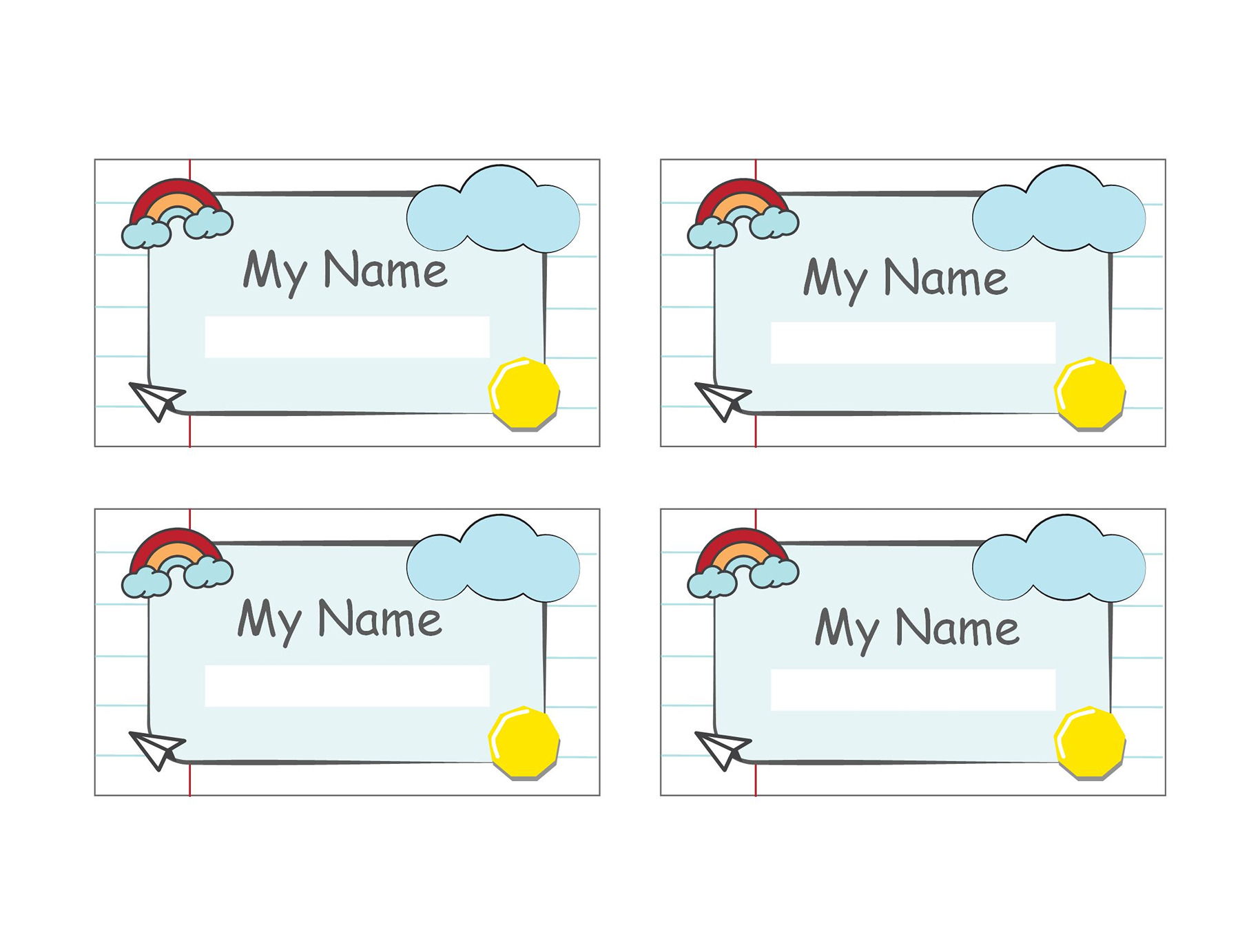 Editable rainbow name tag PowerPoint template