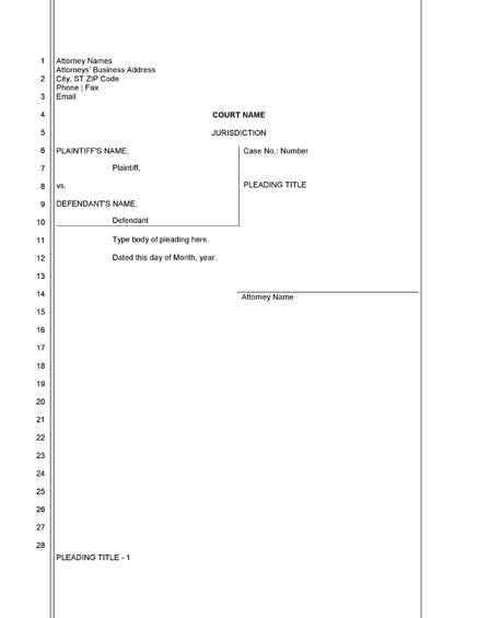 Free Pleading Paper Templates (Word and Docs)