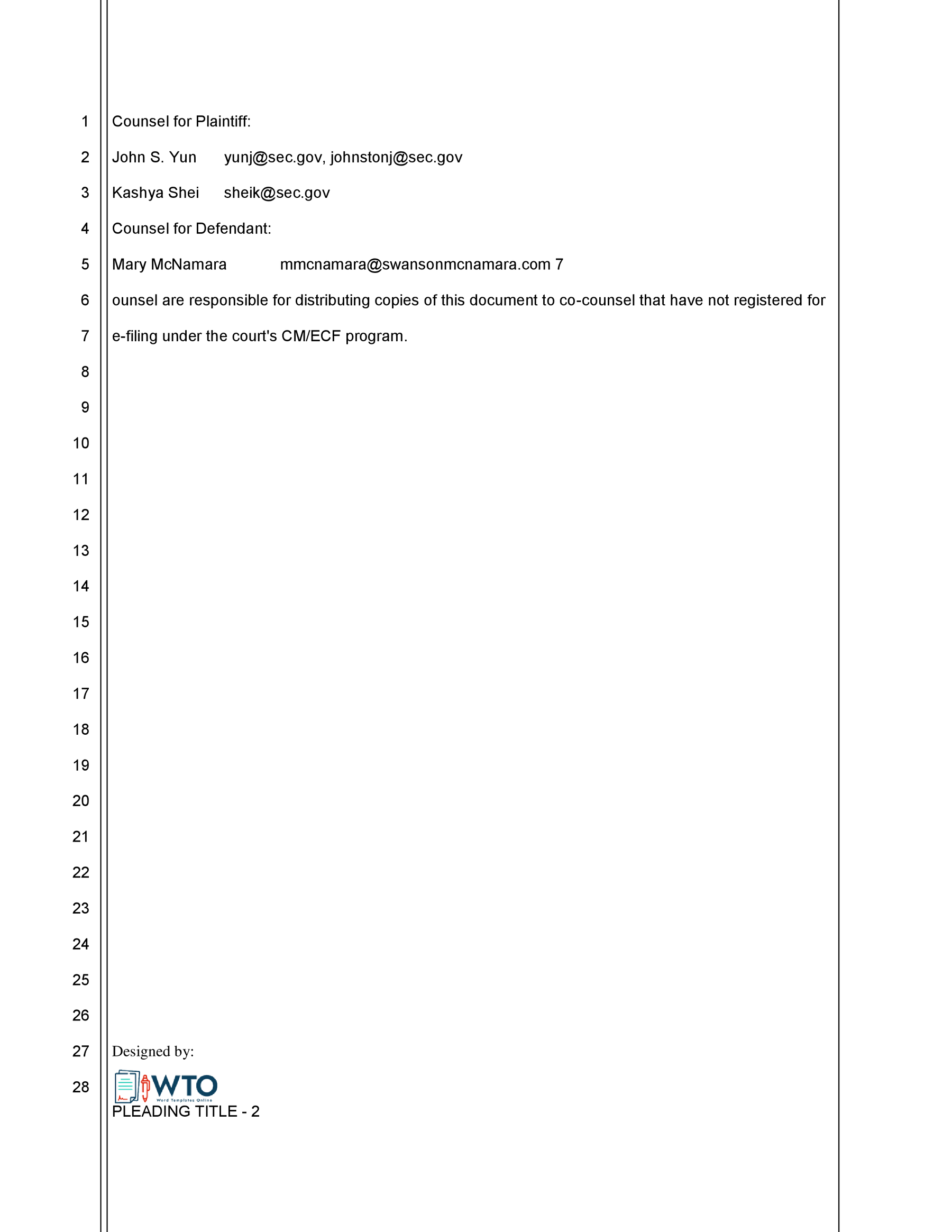 Printable pleading paper Word template