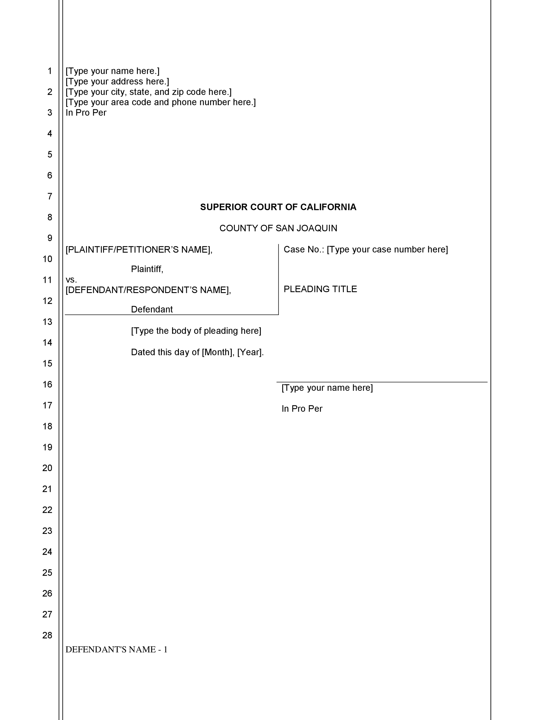 MS Word legal pleading paper download