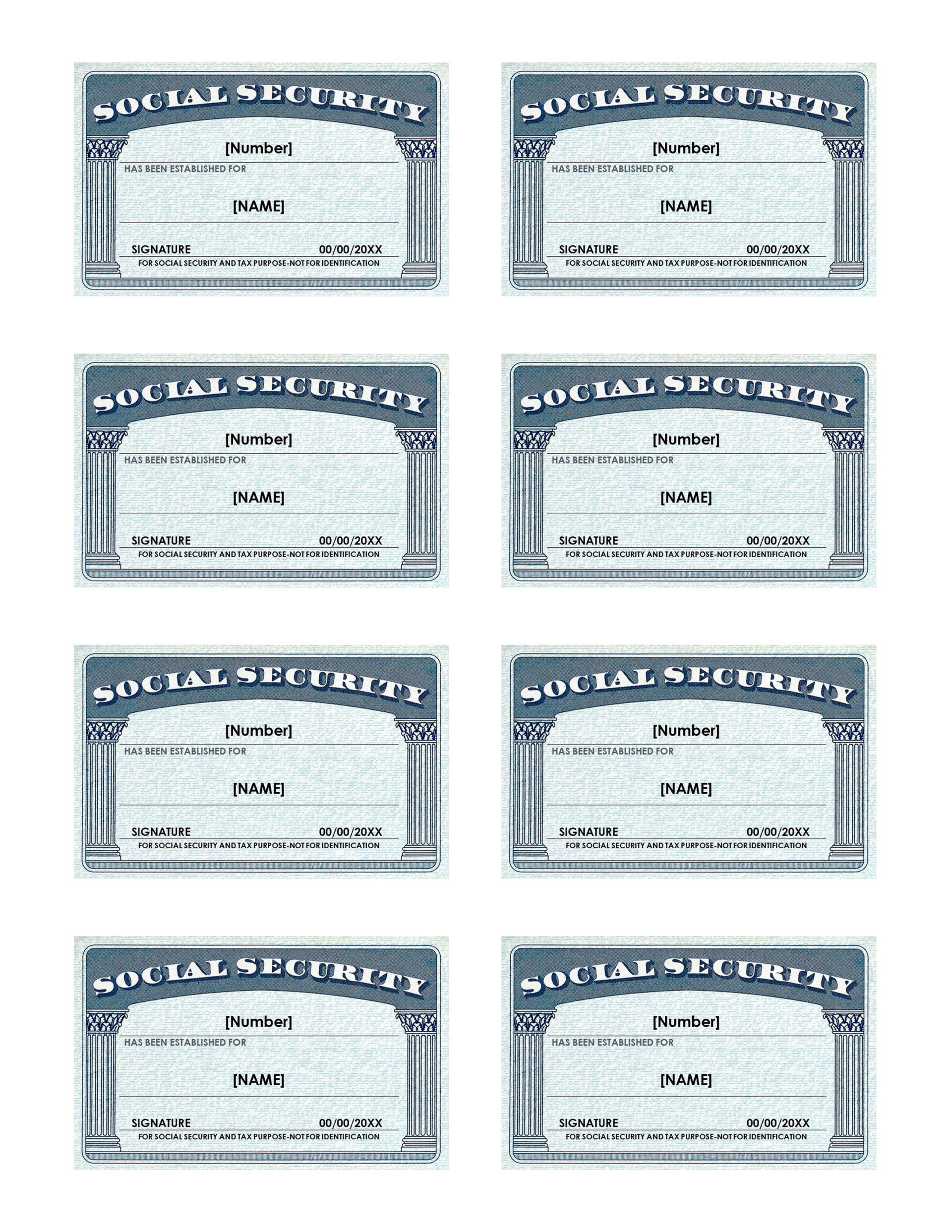 Free Blank Social Security Card Templates (Printable)