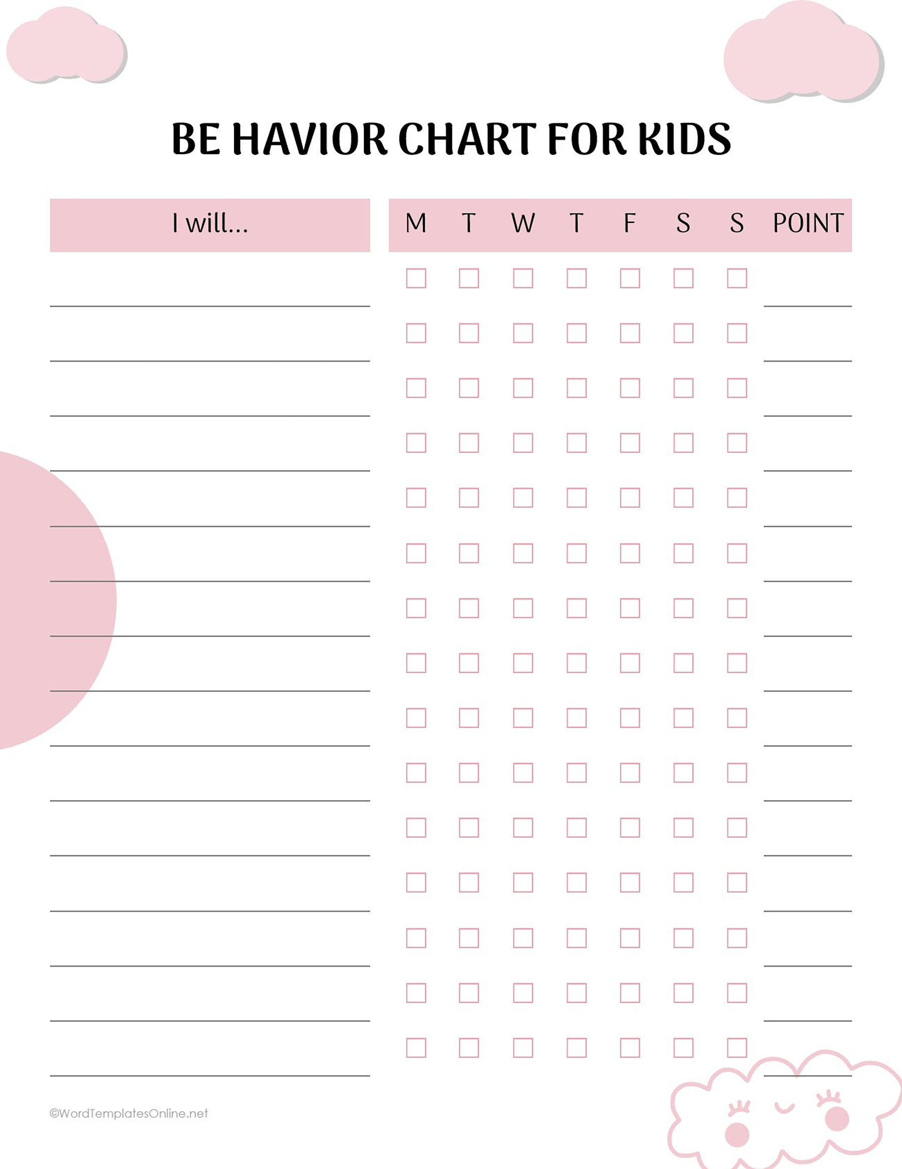 behavior tracker for kids in ms word