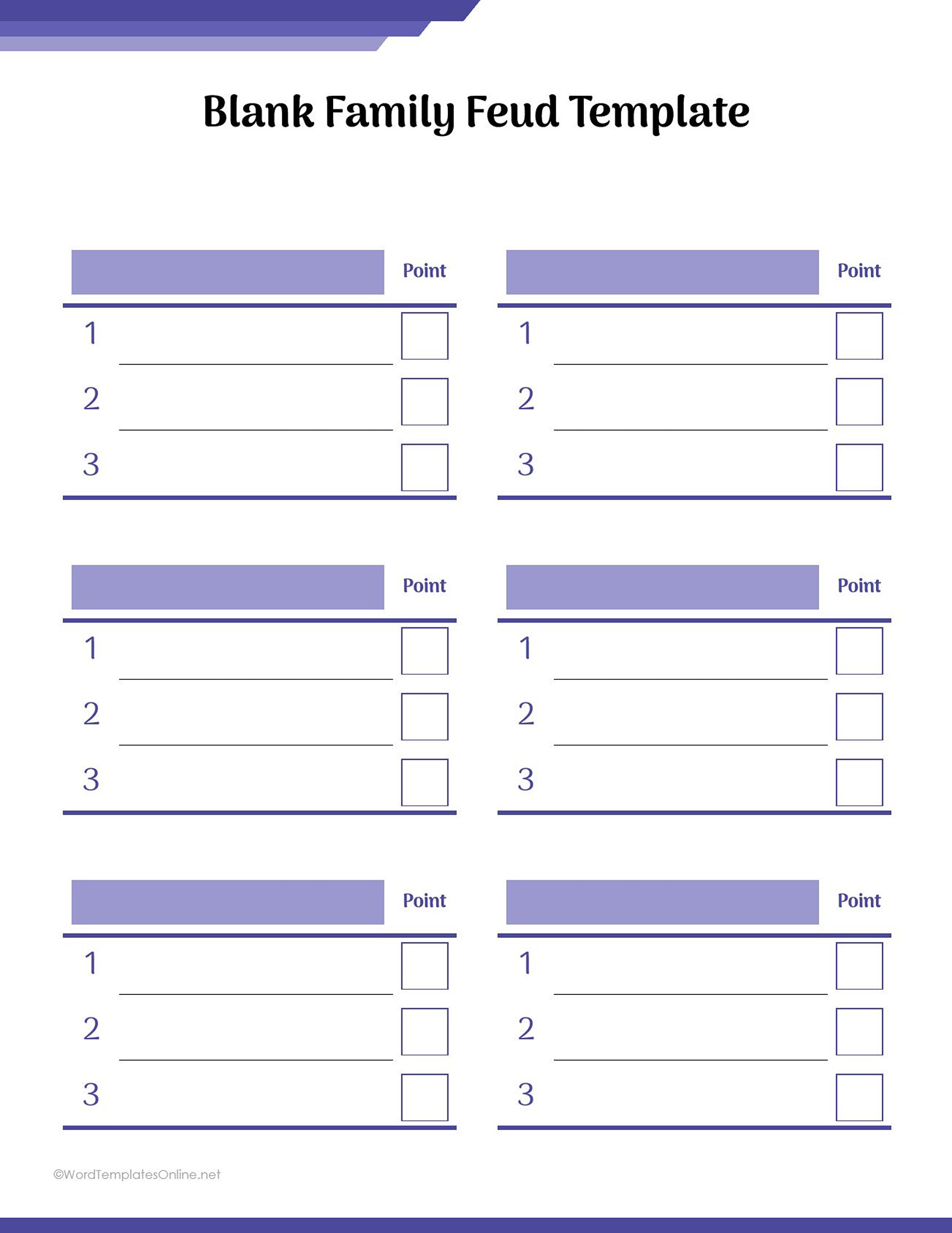 Free downloadable Blank Family Feud Template
