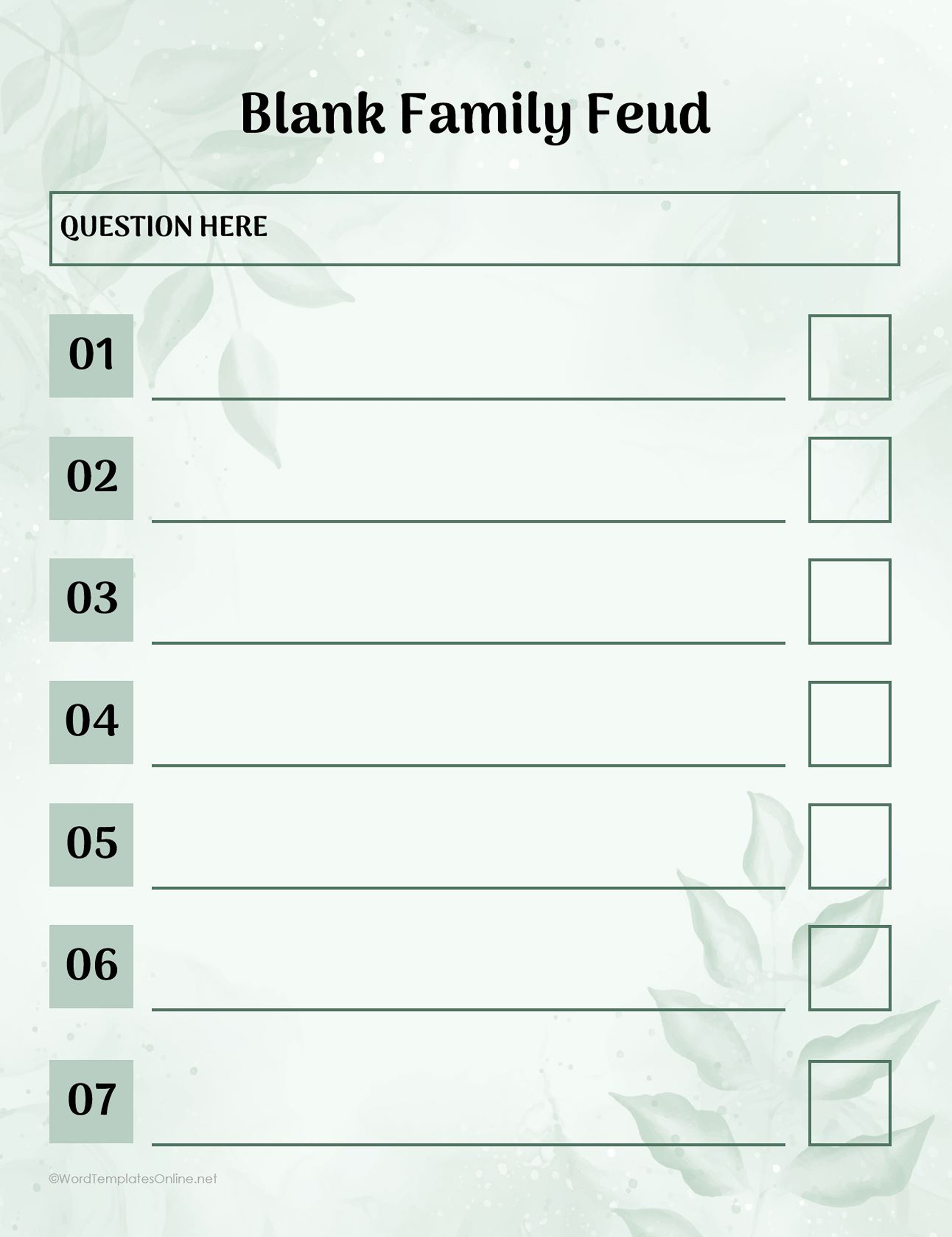 Blank Family Feud Template free download in g doc