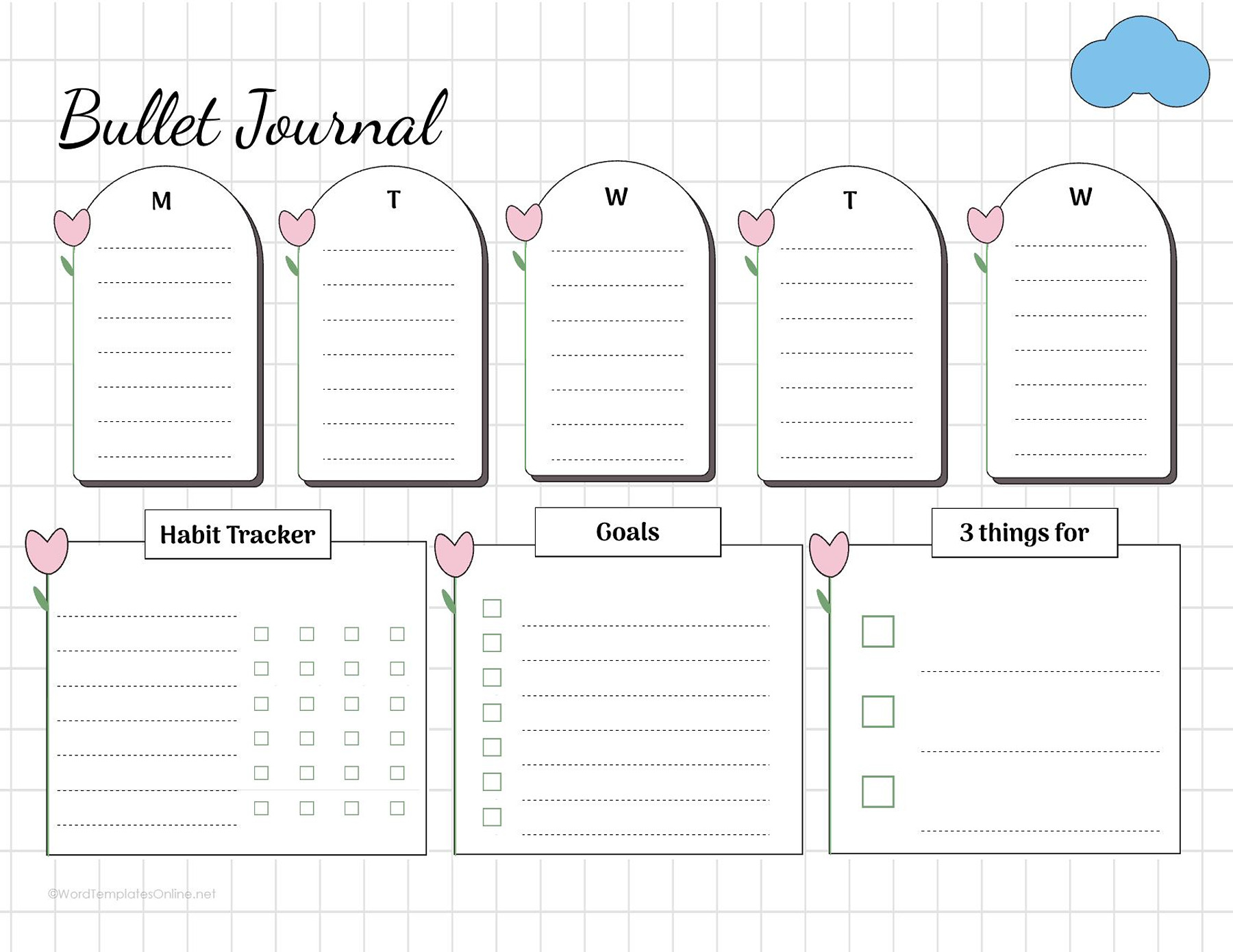 Productivity bullet journal free Word download