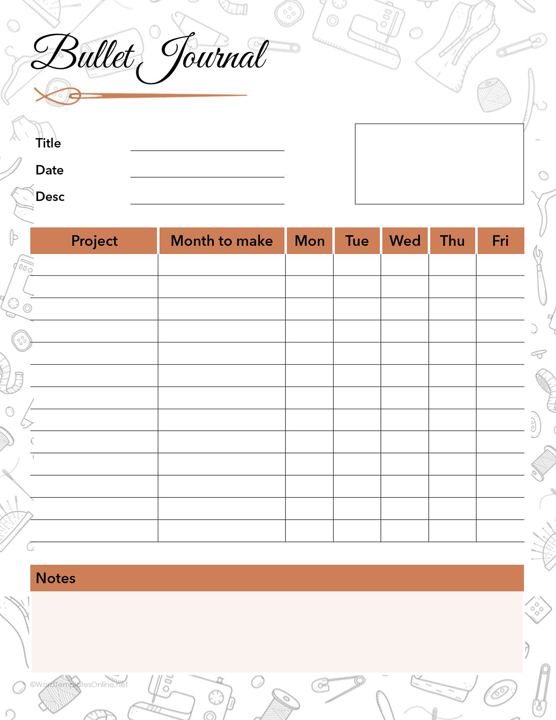 Free bullet journal download for Word