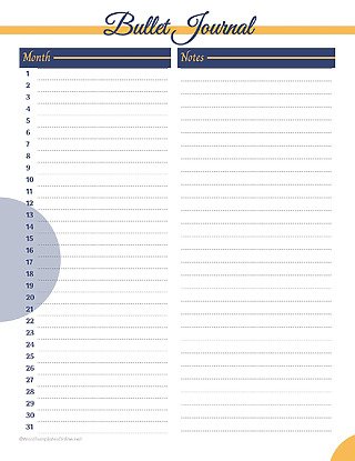 Bullet journal template in MS Word format