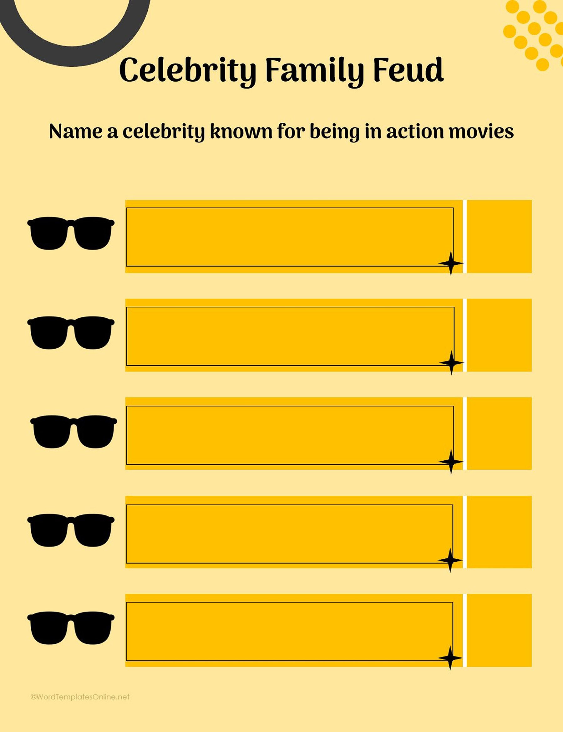 Celebrity Family Feud Template in docx free download