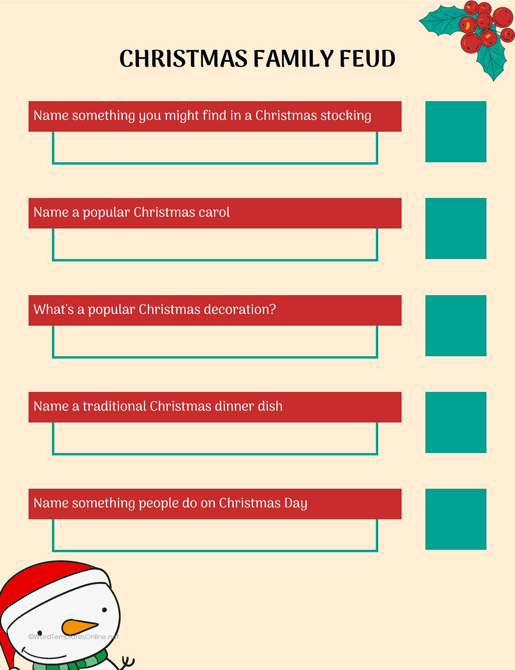 Editable digital Christmas Family Feud Template